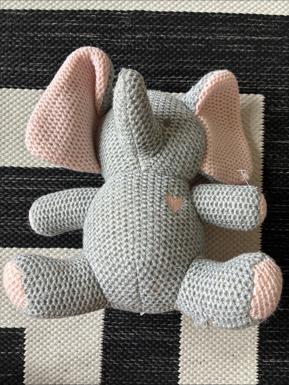 Modern Baby Gray & Pink Crochet Elephant Plush